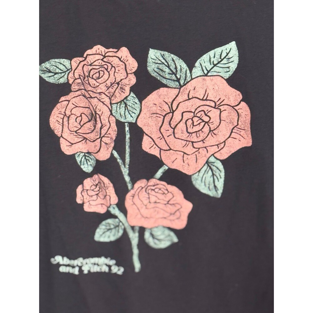 Abercrombie & Fitch Kids Brand, Dark Gray T-Shirt With Roses, Girl’s Clothing - Picture 5 of 9